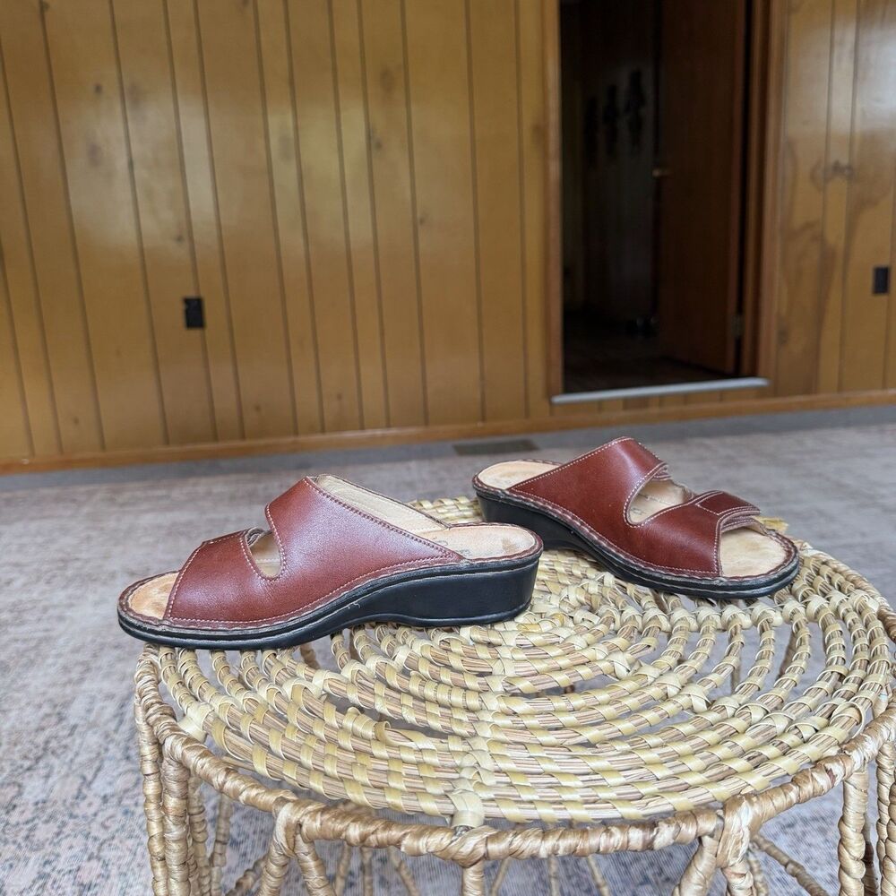 $245 Finn Comfort Brown Leather Jamaica Slip On Sandals Flats Germany Sz 36 US 6 - Picture 5 of 14